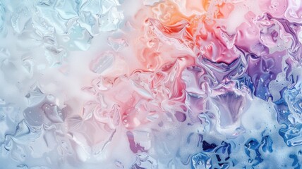 aquarel like abstract colored background texture of frozen flowers in milk, ice and water