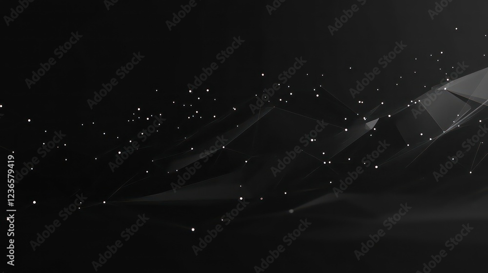 Aufkleber abstract dark background with glowing particles and geometric shapes.