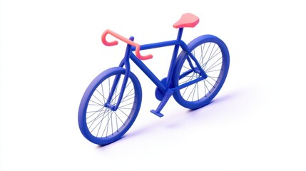 Fototapeta premium A vibrant, stylized blue bicycle with pink accents, showcasing a modern design and playful aesthetic.