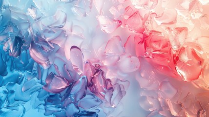 aquarel like abstract colored background texture of frozen flowers in milk, ice and water