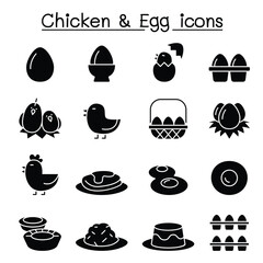 Chicken & Egg icon set in thin line style