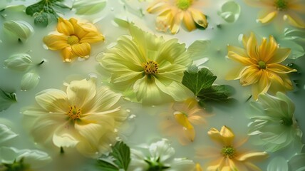 fine art still life of closeup of yellow and green