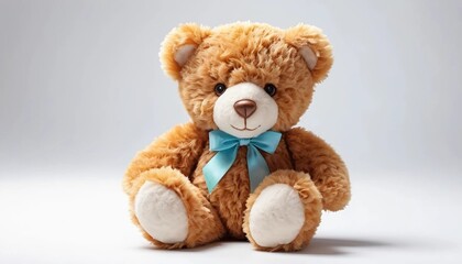 Obraz premium soft toy bear with a blue ribbon