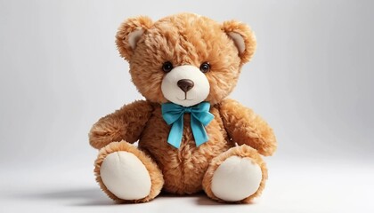 Obraz premium soft toy bear with a blue ribbon