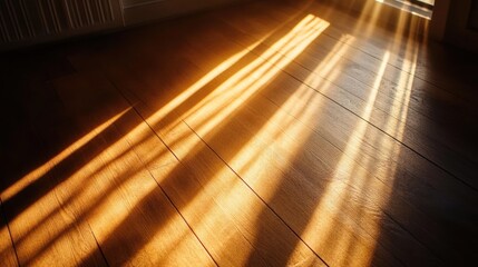 Golden Hour Sunbeams Dance on Wooden Floor