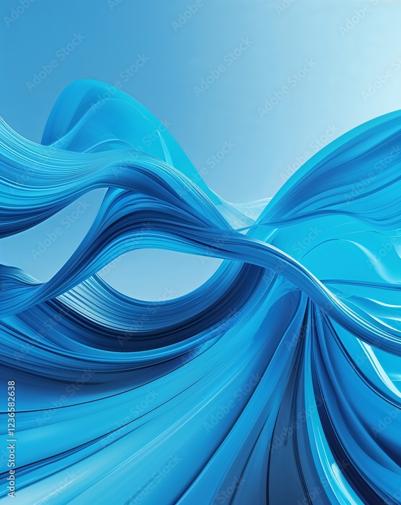 Poster bright cyan with smooth flowing abstract patterns and fresh breezy ambiance abstract summer concept 
