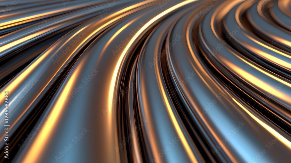 Aufkleber mesmerizing metallic pipe structure in reflective industrial setting showcasing modern engineering