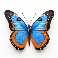 Obraz premium Vibrant Blue and Orange Butterfly Illustration – Realistic Digital Art with Detailed Wings & White Spots