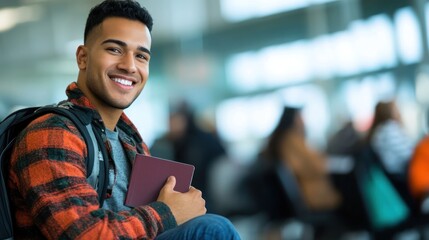 Fototapeta premium Smiling Traveler at the Airport