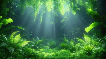 Lush Rainforest Sunlight Digital Art Print