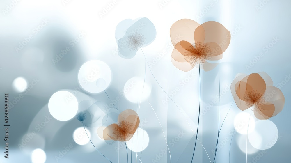 Poster creative abstract background featuring soft flowers and blurred bokeh for design inspiration and art