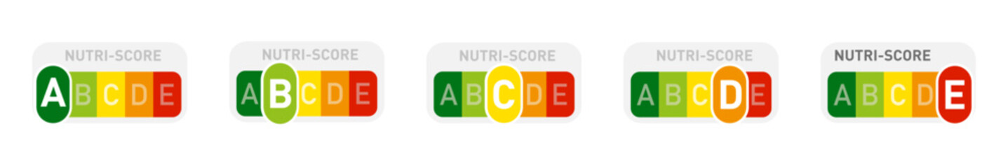Fototapeta premium Nutri-Score Label System for Food Nutrition Vector Set