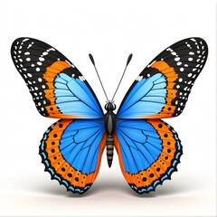 Fototapeta premium Vibrant Blue and Orange Butterfly Illustration – Realistic Digital Art with Detailed Wings & White Spots