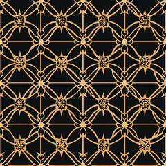 Elegant black and gold patterned design featuring intricate floral motifs.