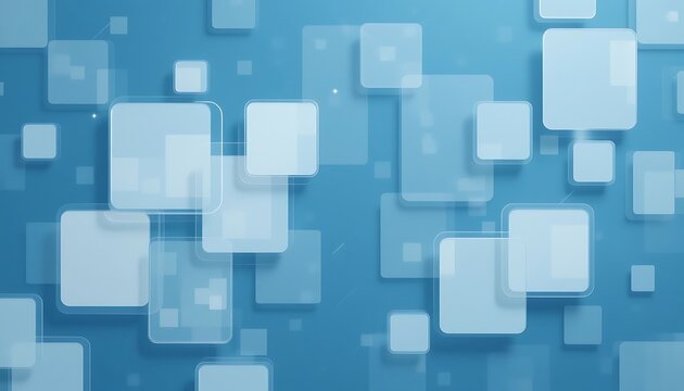 Abstract Blue Square Mosaic: A Serene Digital Art Composition