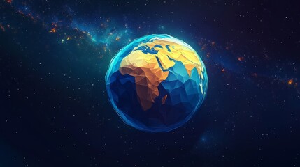 Obraz premium Vibrant low poly Earth, serene and detailed