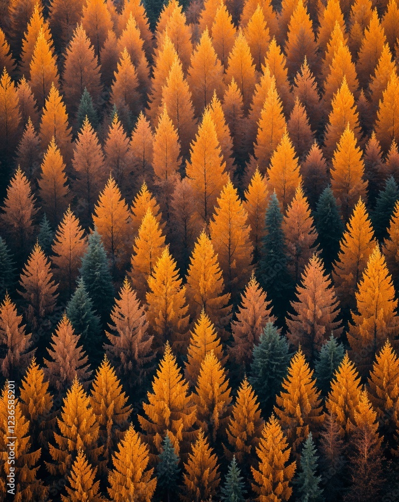 Poster deep brown and golden mustard with abstract textures of the changing season in a forest setting abst