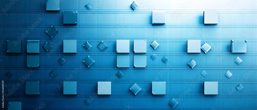 Canvas Prints a blue background with many small squares and crosses