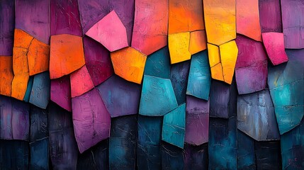 Fototapeta premium Abstract Colorful Geometric Textured Painting