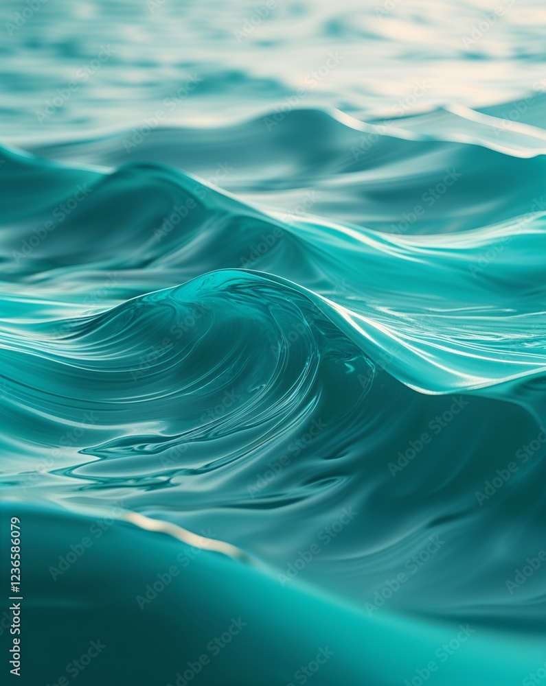 Poster deep turquoise with smooth waves and a tranquil atmosphere abstract summer concept background