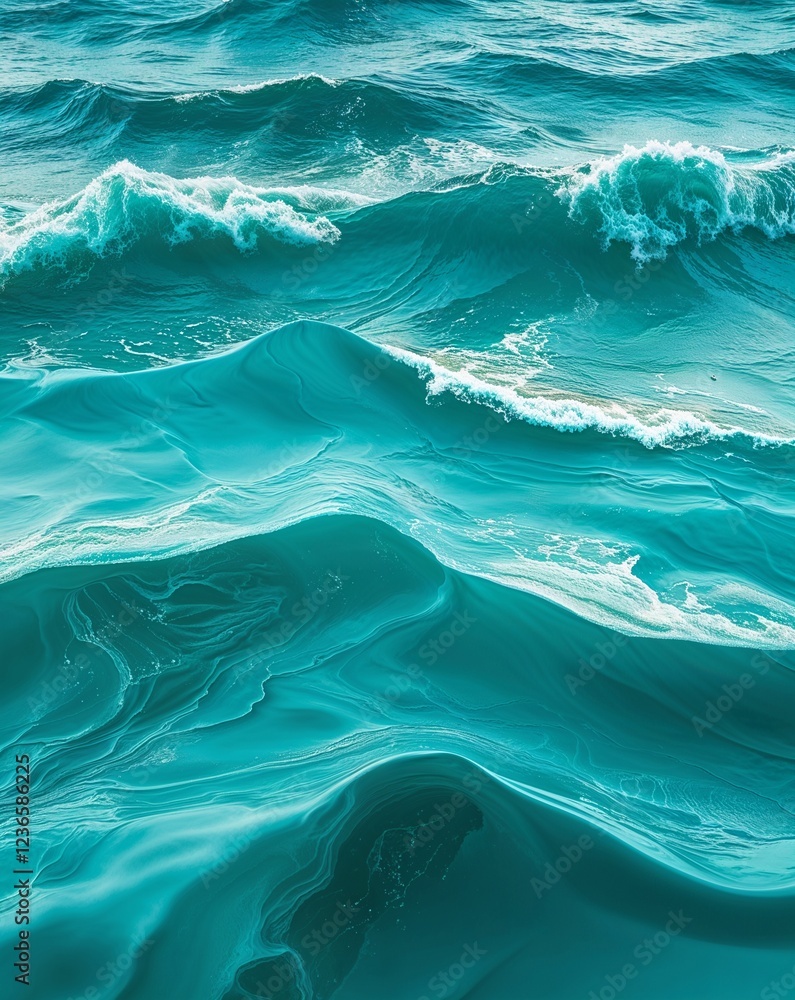 Poster deep turquoise with smooth waves and a tranquil atmosphere abstract summer concept background
