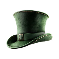 Green Top Hat with Gold Buckle for St. Patrick's Day Isolated on Transparent Background