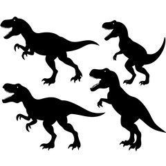 silhouettes of dinosaur vector