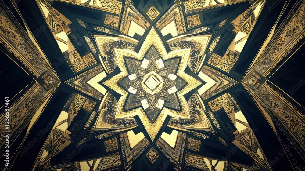 Poster intricate geometric patterns digital art visual design abstract environment close-up view creative c