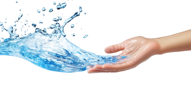 Reaching out to the splash of water in a vibrant watercolor and transparent backdrop - Powered by Adobe