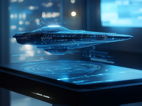 Futuristic Holographic Spacecraft Display