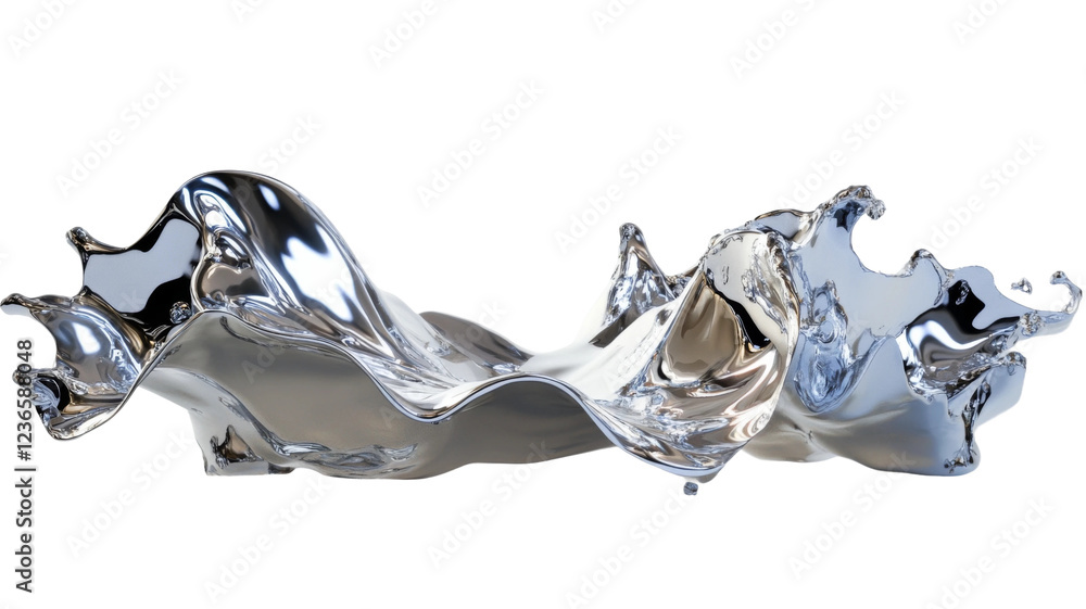 Aufkleber liquid metal splash forms an artistic display with watercolor backdrop showcasing smooth, flowing sh