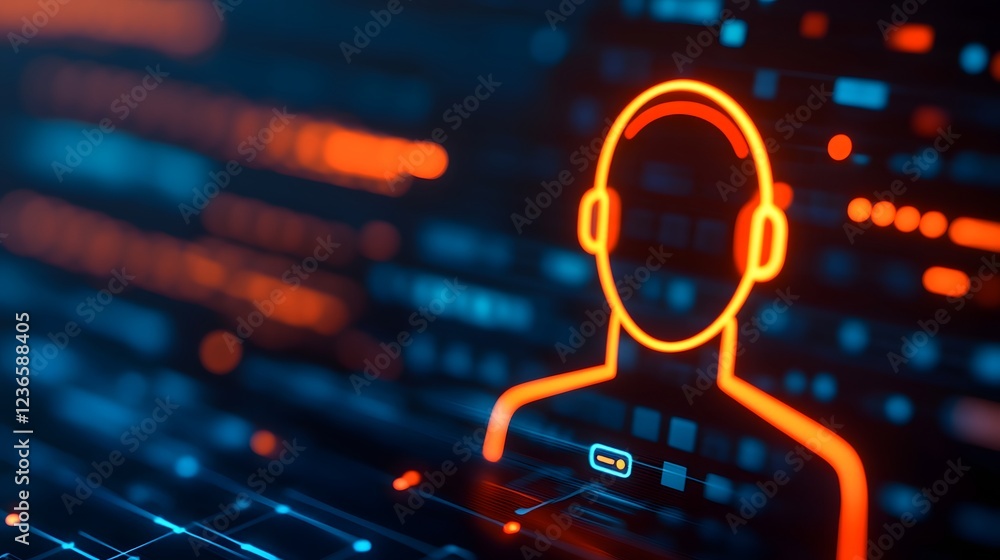 Poster digital customer support interface with 3d of help desk