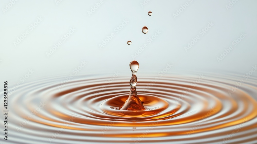 Poster elegant water splash creating a ripple effect on a calming white background with watercolor transpar
