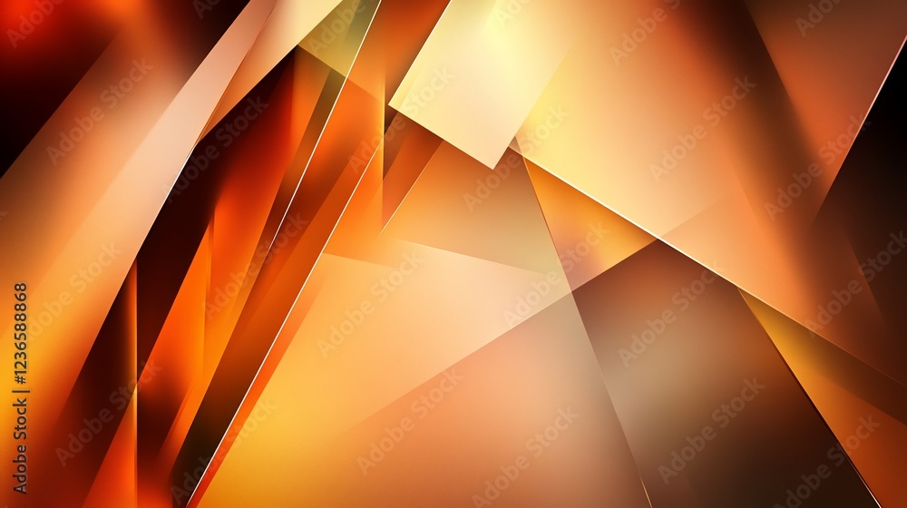 Poster abstract orange and gold geometric shapes for use as a dynamic backdrop or design element