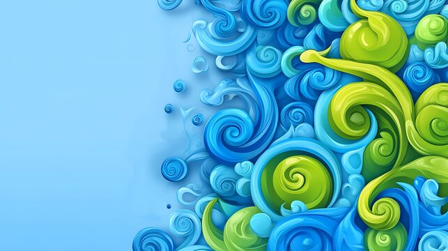 Abstract Swirling Blue and Green Design