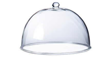 Fototapeta premium Empty glass cloche covering a white plate on transparent background