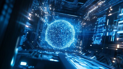 Futuristic Digital Sphere Network Data Center Global Connectivity Abstract Technology