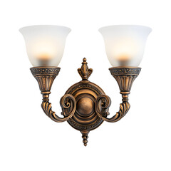 Decorative Wall Sconces with Frosted Glass Shades and Two Lights Isolated on Transparent Background