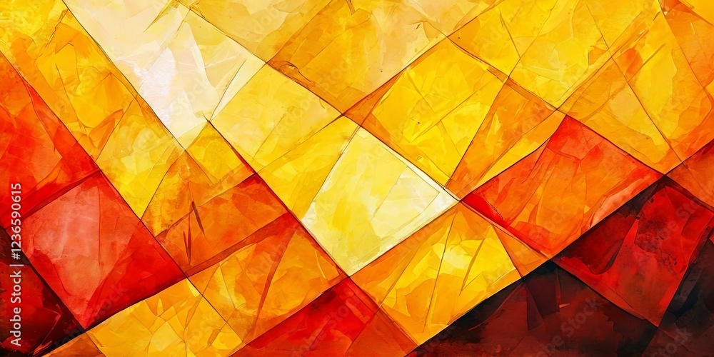 Poster a painting of a yellow and red background with a red and yellow line