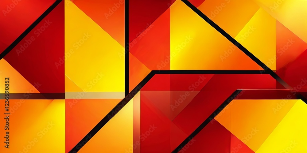 Poster a colorful abstract painting with red and yellow shapes