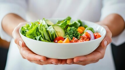 Healthy salad preparation home kitchen food photography bright environment close-up view culinary art