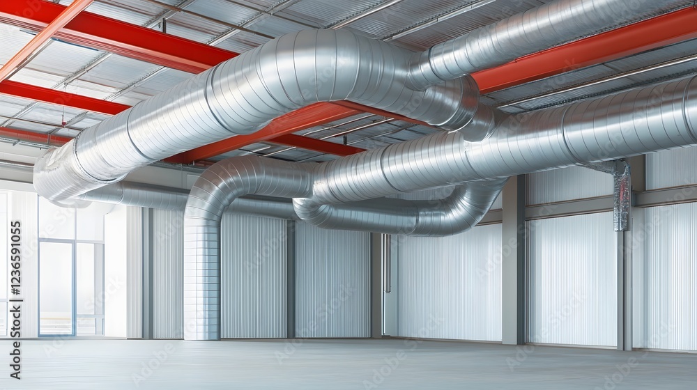 Poster efficient metallic pipeline infrastructure in modern industrial factory