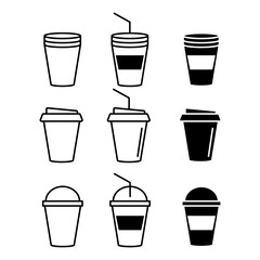 Coffee Cup Icon Set – Minimalist and Modern Line Art