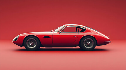 Fototapeta premium A sleek red sports car displayed in profile against a clean background for a bold, striking visual - 