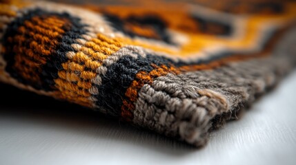 Close-up of a Handwoven Textile with Warm Tones
