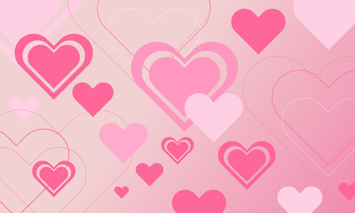 love hearts shapes pattern on color gradient abstract background