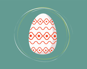 Easter painted egg with drawings, ornaments. Festive decor. Vector illustration