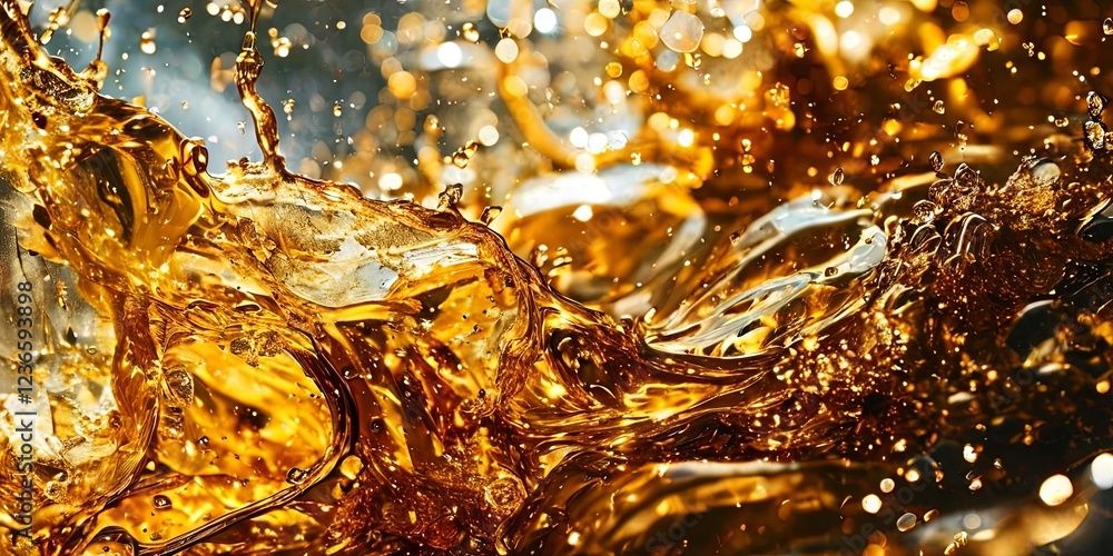 Poster a splash of liquid with bubbles in it