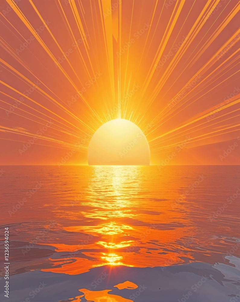 Poster sunlit orange with warm rays radiating and soft gradients abstract summer concept background