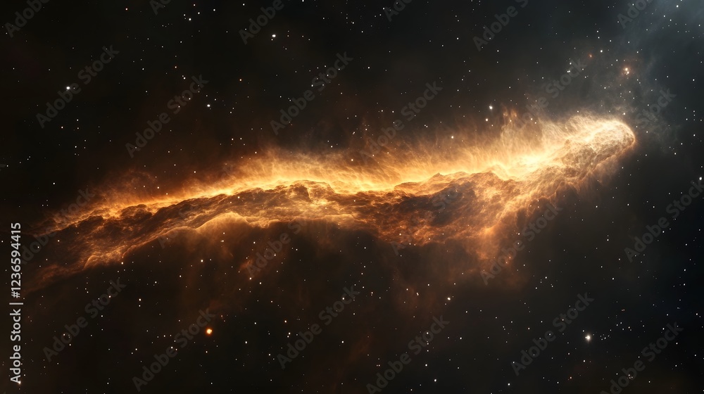 Poster majestic cosmic explosion of glowing galaxy nebula in vast starry night sky universe glowing cosmic 